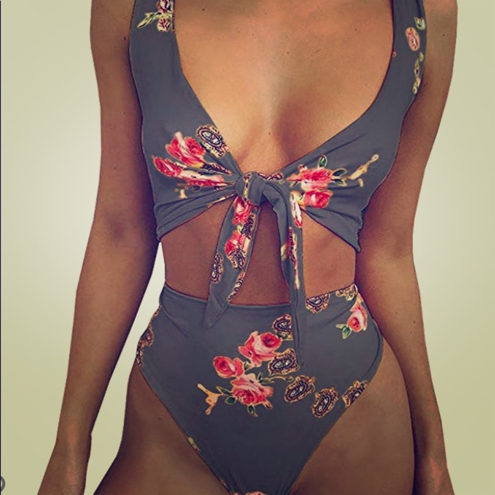 One Piece Floral Swim Suit